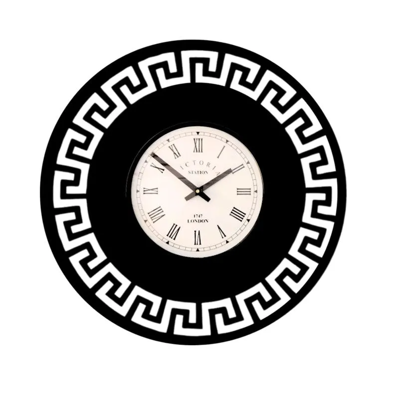 Greek Steel Analog Wall Clock - Black media 4