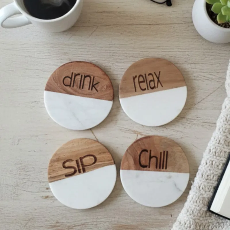 Bronze Drift Engraved Marble Coasters - Set Of Four media 4