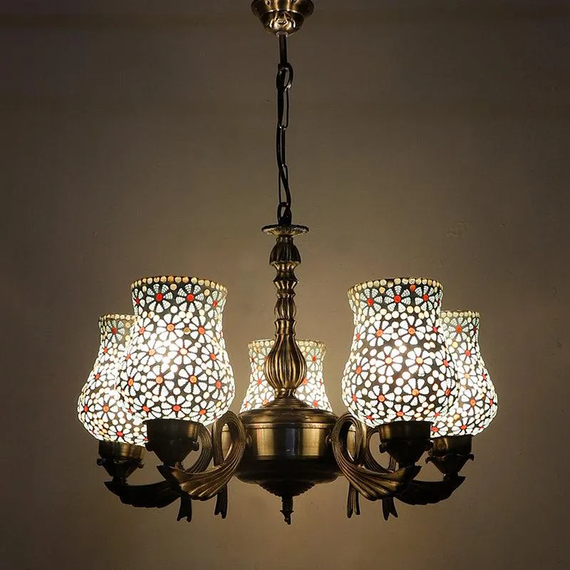 Dinara Vistara Mosaic Golden Antique Ceiling Lamp media 1