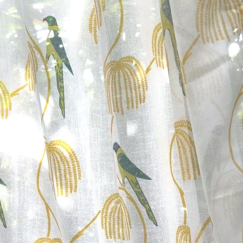 Tranquebar Home Floral Whisper Polyester Curtains(Yellow) - Set Of Two media 4