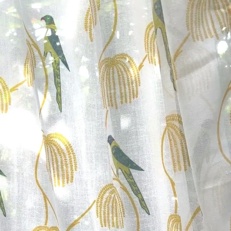 Tranquebar Home Floral Whisper Polyester Curtains(Yellow) - Set Of Two media 4