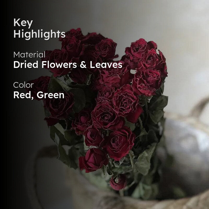 Dried Red Rose Flower Bunch - Set Of Twenty media 2