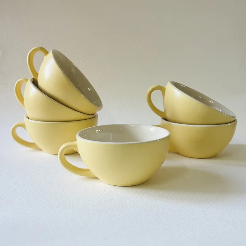 Ceramic Tea Cups (Yellow,240 mL Each) - Set Of Six media 4