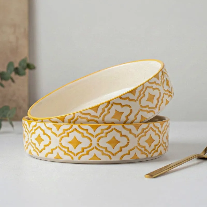 Zalvo Ceramic Salad Bowl (700 mL Each) - Set Of Two media 1