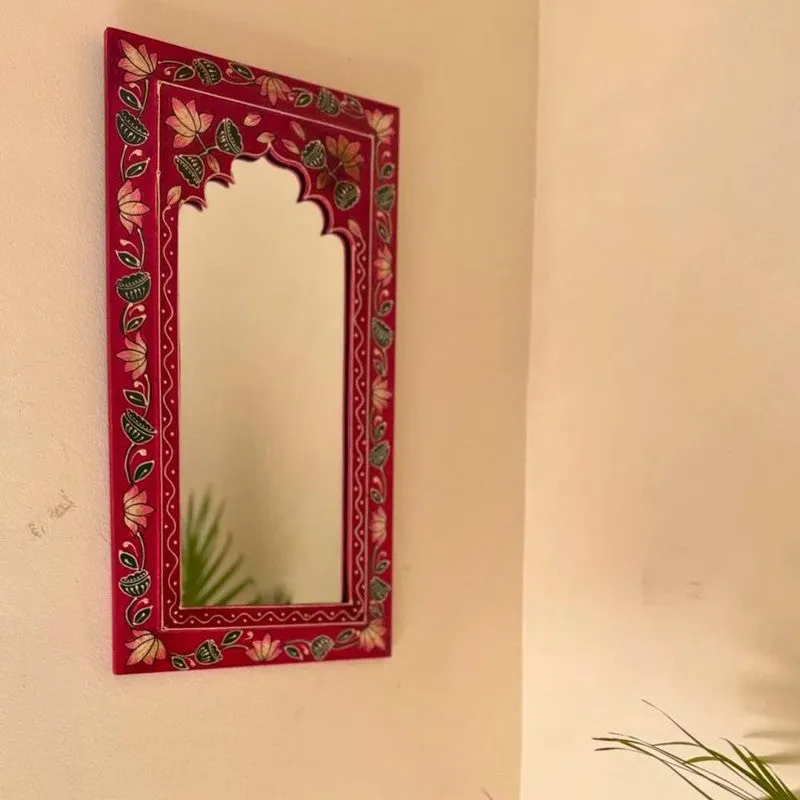 Decorative Wooden Wall Mirror - Red media 5