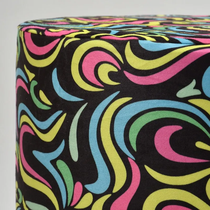 Avira Neonswirl Multicolor Engineered Wood Ottoman media 4