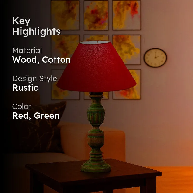 Arvello Elora Wooden Table Lamp - Red media 2