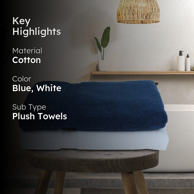 Miorah Bath Towel (Blue & White) - Set Of Two media 2