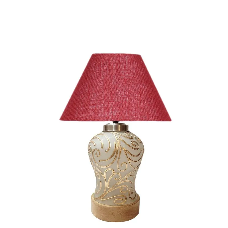 Lumithra Wooden Table Lamp - Maroon media 4