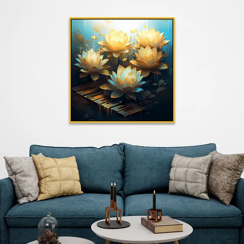 Lotus Aurum Canvas Wall Art With Frame media 5