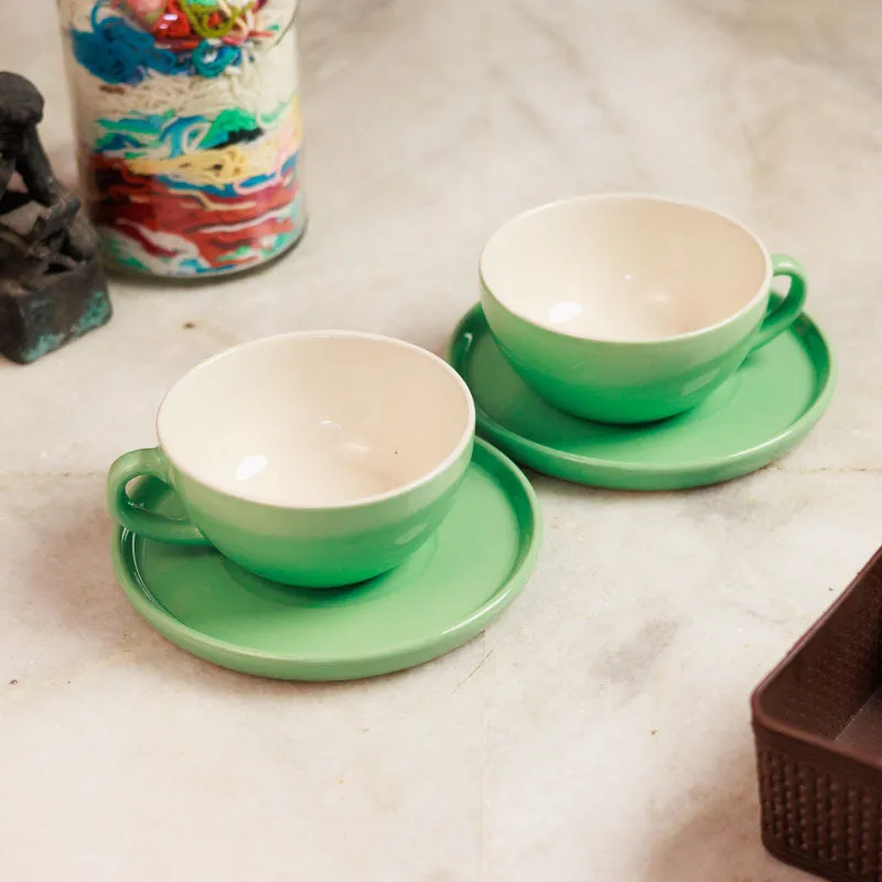 Blush & Brew Cup & Saucer (Mint/320 mL) - Four Piece Set media 1