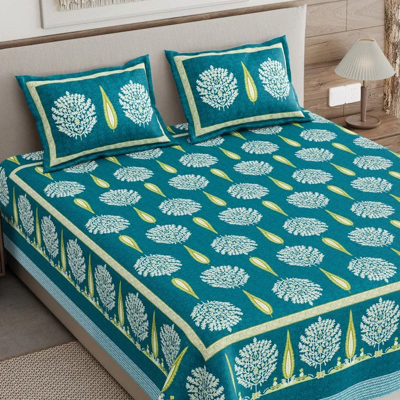 Jaipur Weave Cotton Bedsheet (Blue,White) - 120 TC media 3