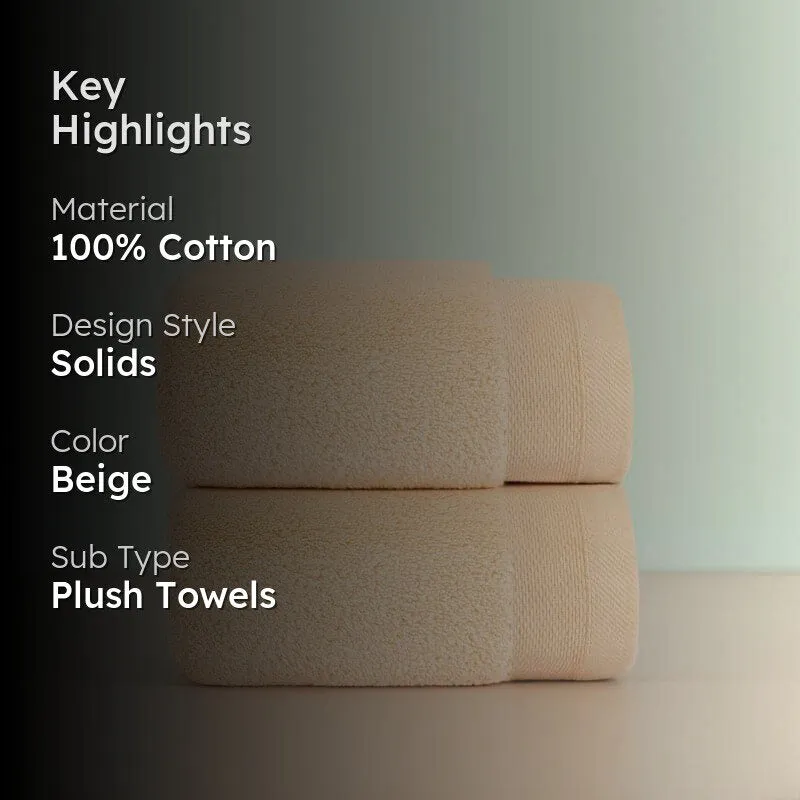 Micro Cotton Soft Serenity Solid Hand Towel (Beige) - Set Of Two media 2