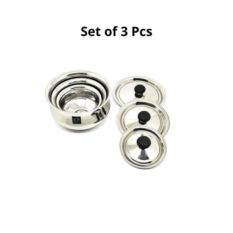 Silvara Stainless Steel Handi with Lid - Set Of Three media 4