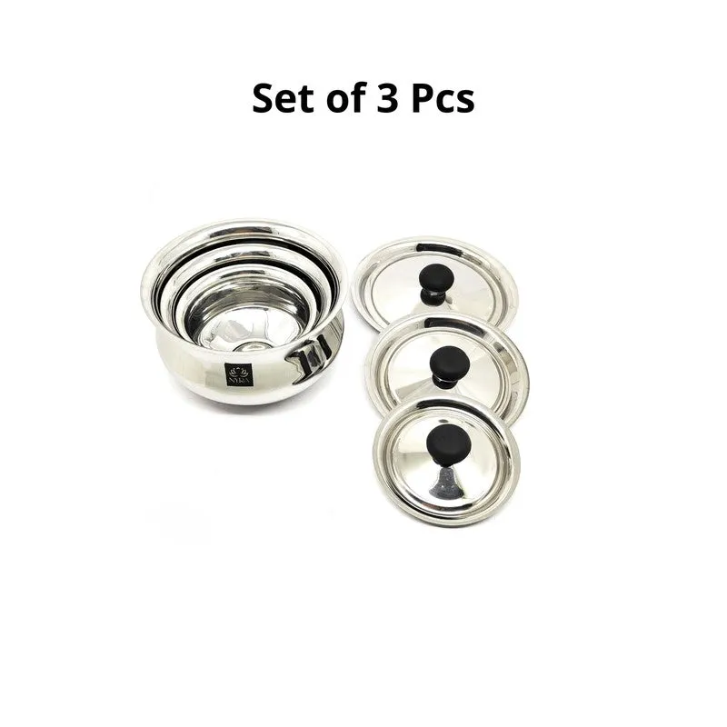 Silvara Stainless Steel Handi with Lid - Set Of Three media 4