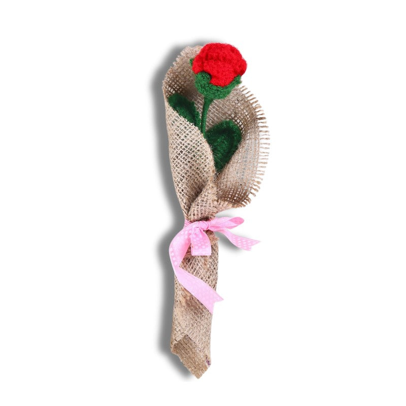 Crochet Handmade Rose Flower Bouquet - Red media 3