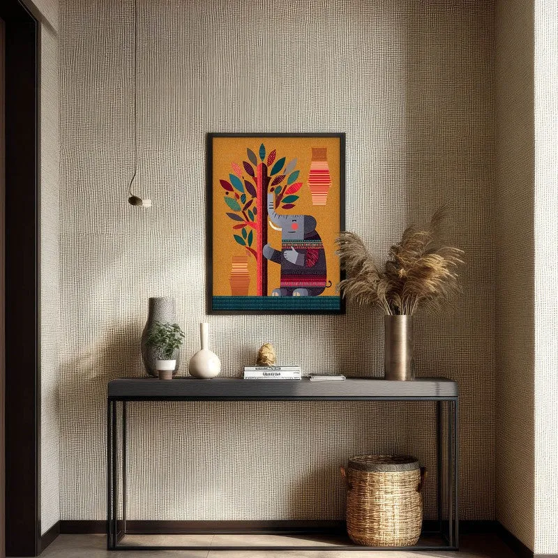 Playful Elephant Canvas Wall Painting With Black Frame media 7