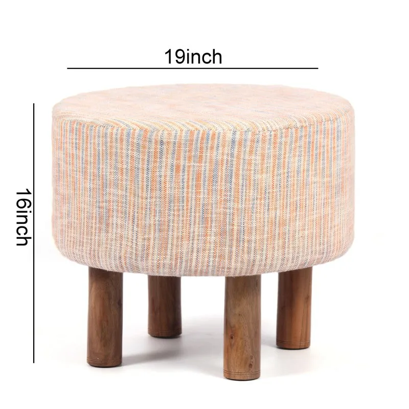 Nverix Acacia Wooden Ottomans - Beige media 11
