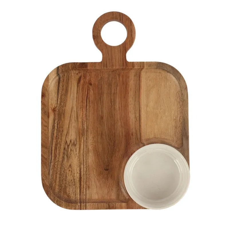 Earth Tone Tasting (Wood,Ceramic) Platter - Two Piece Set media 8