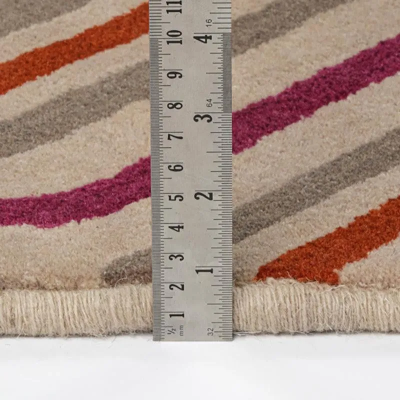 Faramir Hand Tufted Geometric Wool & Nylon Carpet - Red & Beige media 9