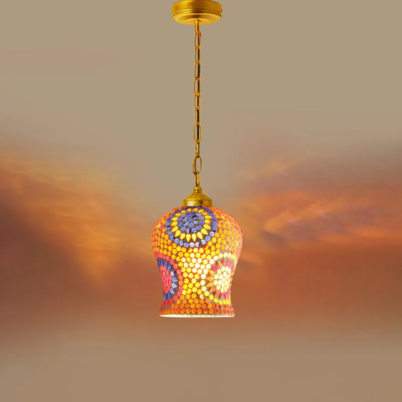 Vibrant Mosaic Glass Ceiling Lamp media 5