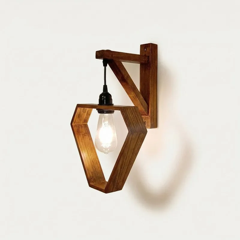 GeoHeart Wooden Wall Lamp - Brown media 4