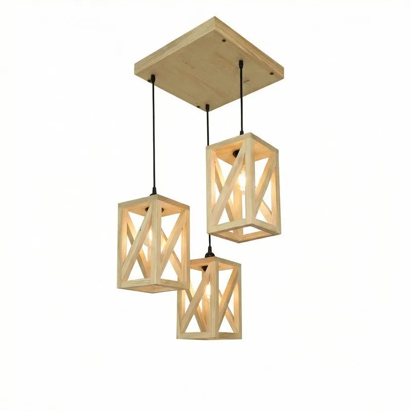 HexaCage Illume Wooden Ceiling Lamp - Beige media 6