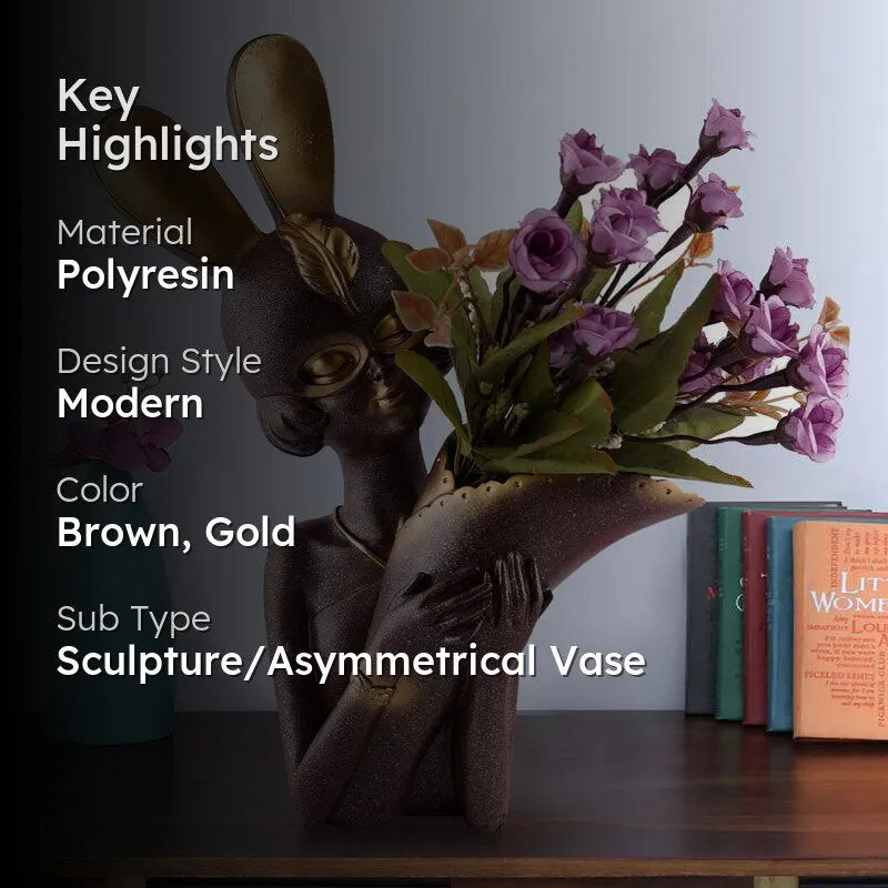 Thaisa Polyresin Vase - Coffee & Gold media 2