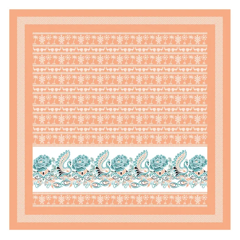 Ethnic Classic Cotton Bedsheet (Orange,White) - 120 TC media 4
