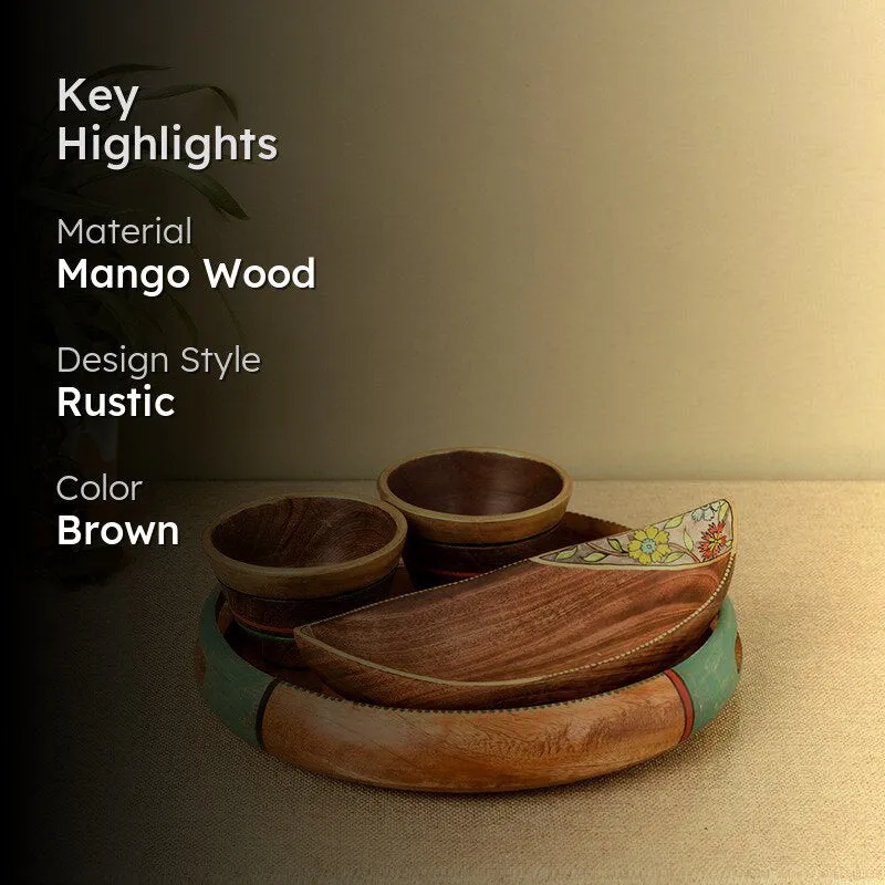 Vana Thali Wood Platter - Four Piece Set media 2