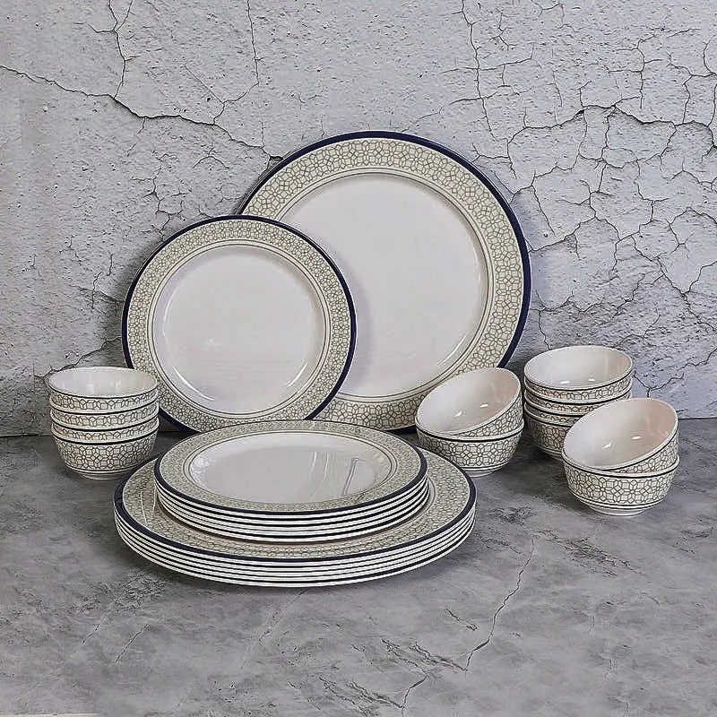 Cubicio Ethnic Melamine Dinner Set (Yellow) - 24 Piece Set media 1