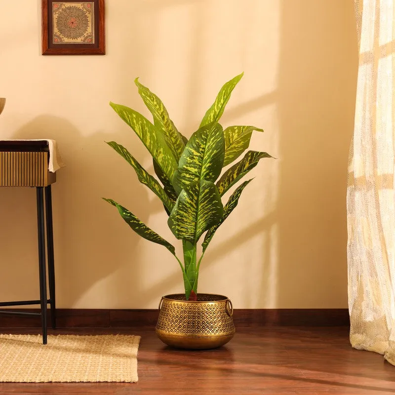 Artificial Dieffenbachia Plant With Black Plastic Pot 3 ft media 1
