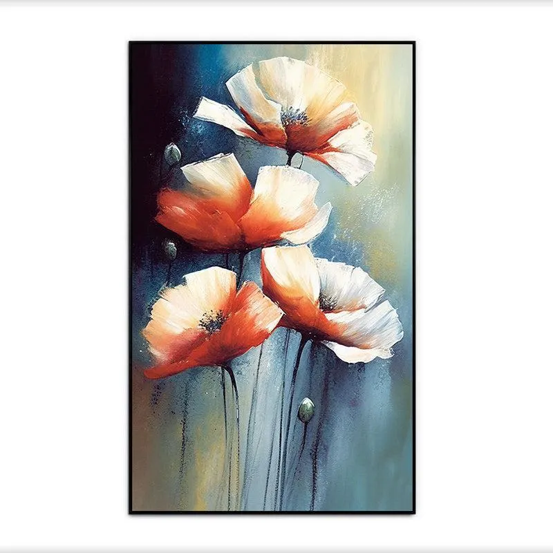 Splash Of Autumn Petals Floral Canvas Wall Painting With Frame - Black media 5