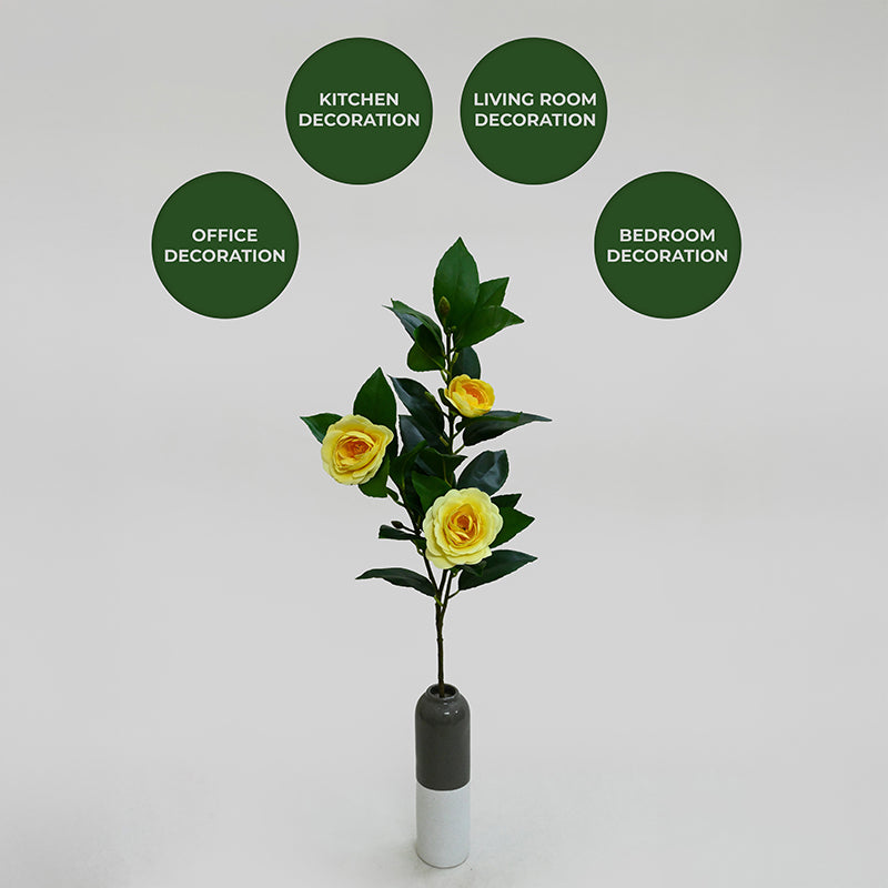 Edeina Artificial Rose Without Pot (Yellow) - 93 cm (3.1 ft) media 4