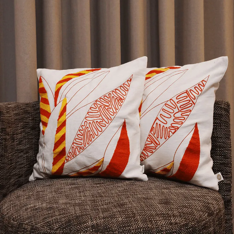 Winter Flames Tufted Cushion Cover (White & Red) - Set Of Two media 3