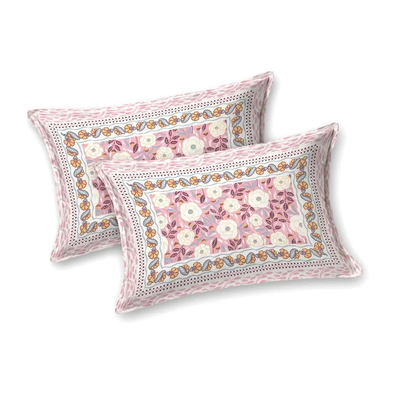 Loomva Cotton Bedsheet (Pink,Green) - 240 TC media 5