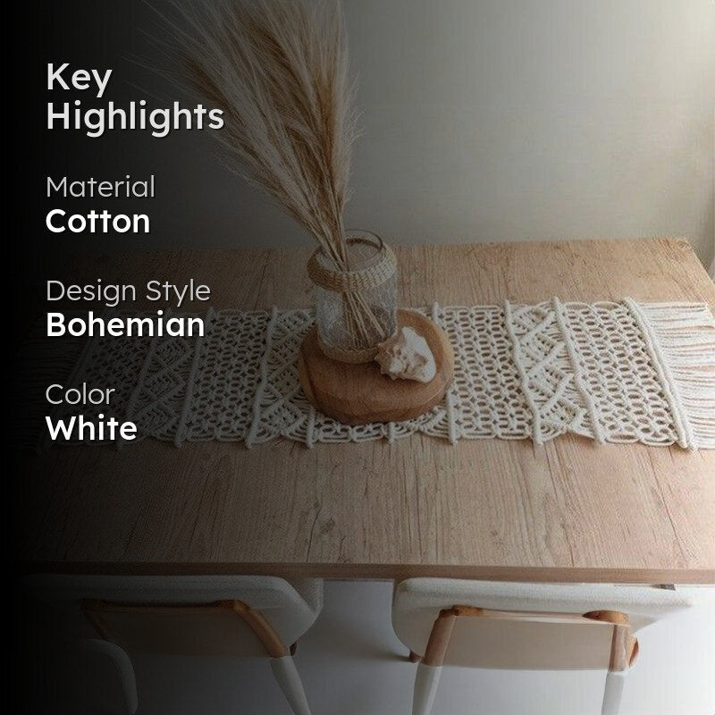 Riviana Macrame Knot Cotton  Table Runner media 2