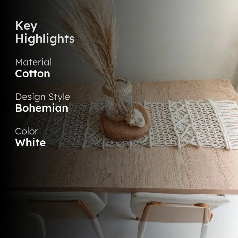 Riviana Macrame Knot Cotton  Table Runner media 2