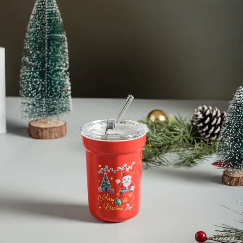 Jingle Juice Christmas Travel Mug With Straw - Red