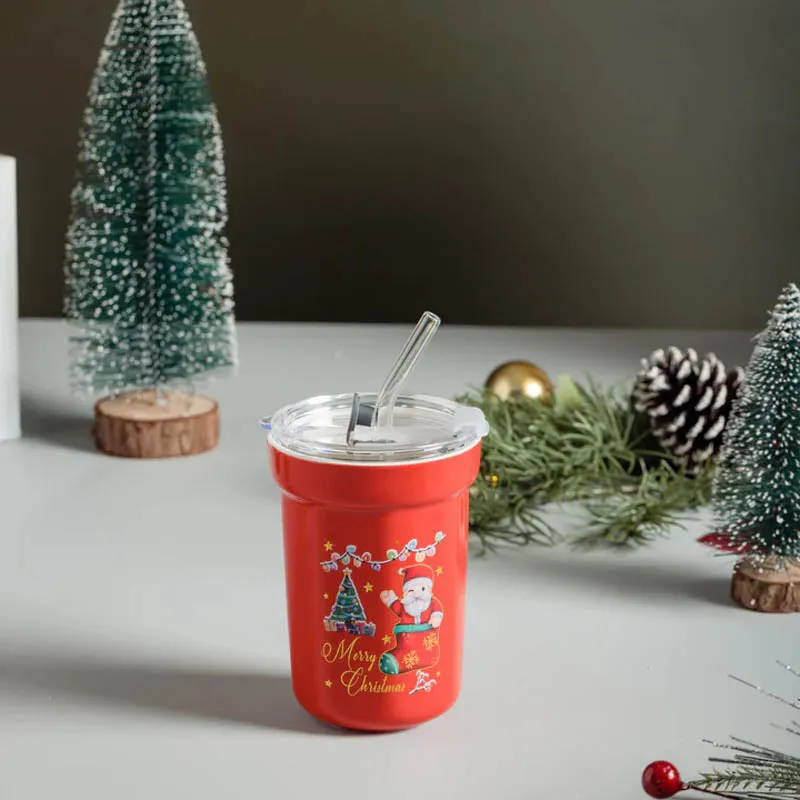 Jingle Juice Christmas Travel Mug With Straw - Red media 1