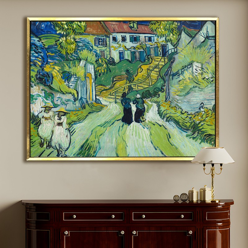 Hillside Hamlet Canvas Wall Painting With Frame