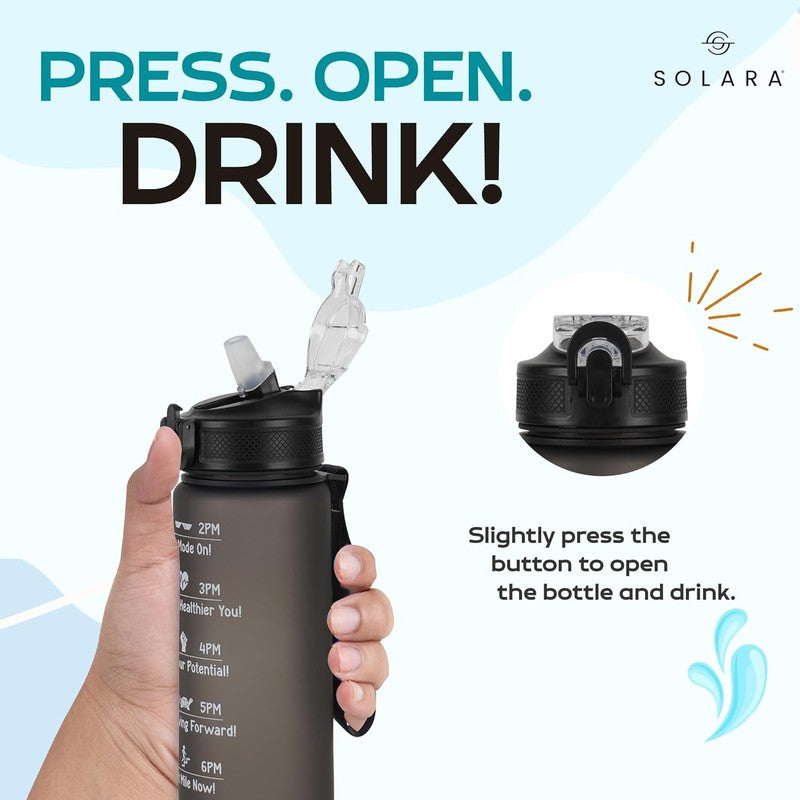 Solara Sportiq Plastic Water Bottle (1000 mL) - Black media 5