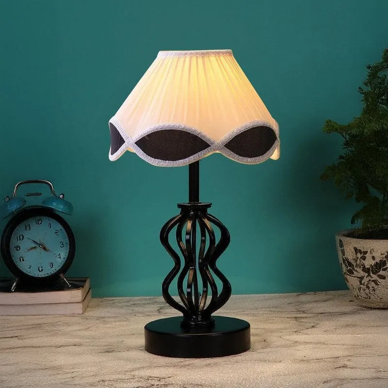 Vintage Iggly Wiggly Fabric Table Lamp - White,Black media 1