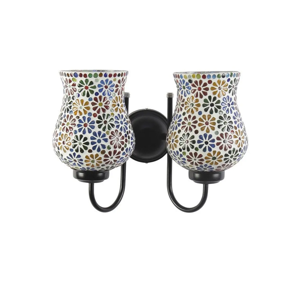 Studio view of the twin floral tulip glass wall lamp on white background
