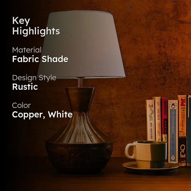 Kalash Etched Fabric Table Lamp - Copper,White media 2