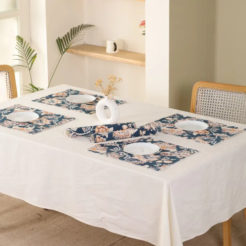Navy Blossom Haven Canvas Table Mats - Set Of Four media 7