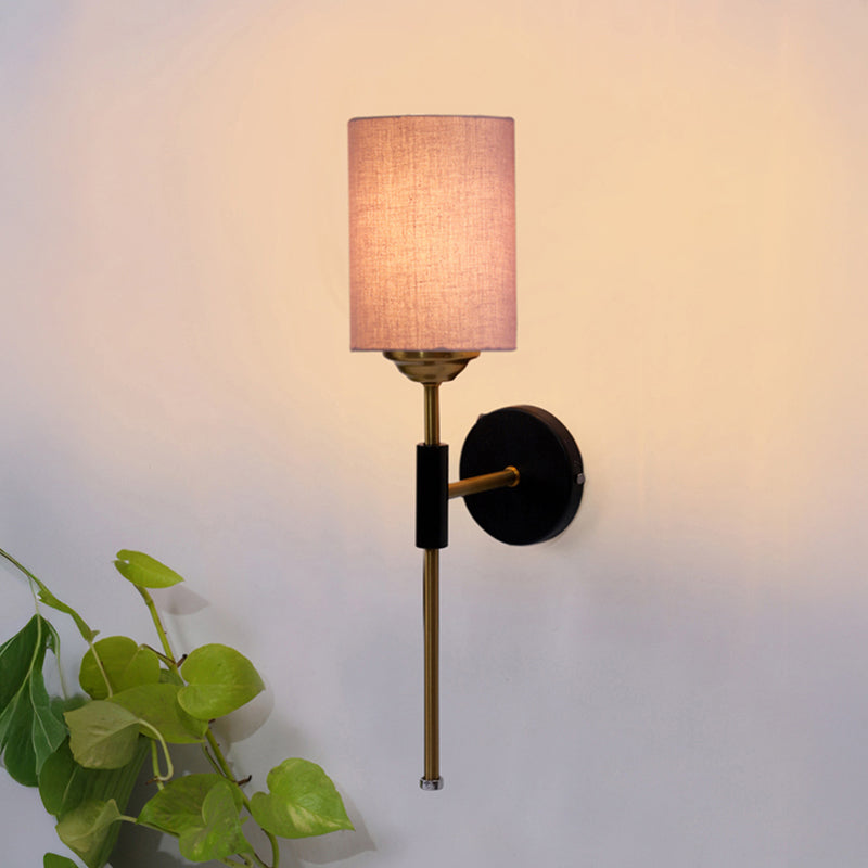 Beryll Cylindrical Steel & Cotton Wall Lamp - Beige