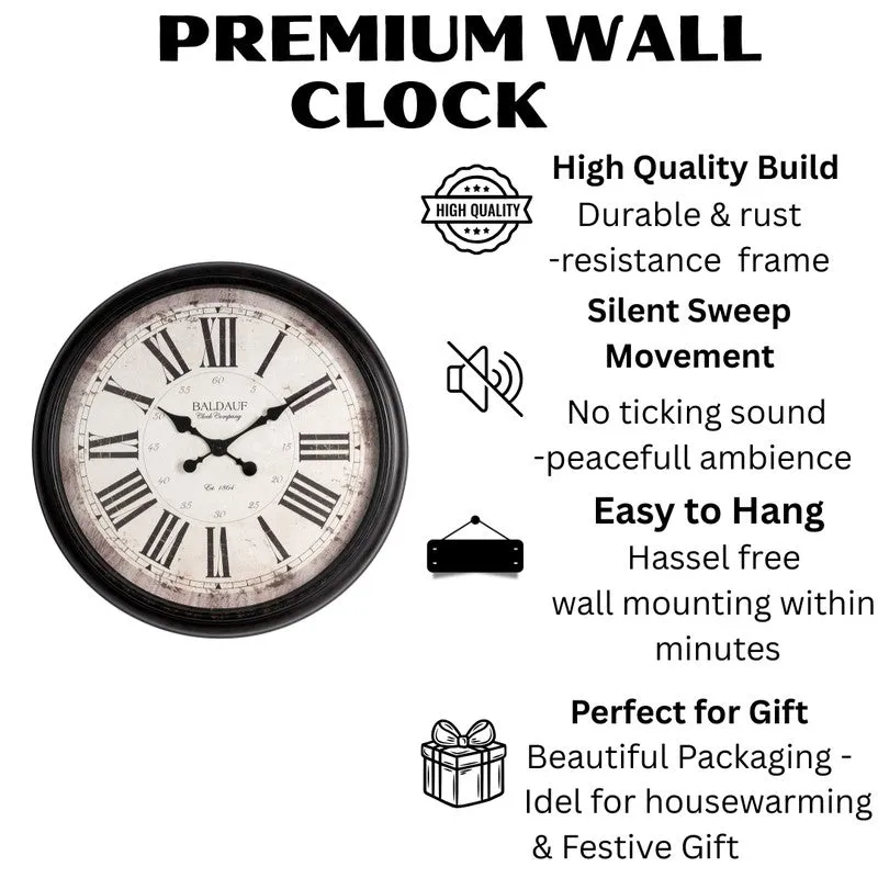 V Round Wall Clock - Black & White media 9
