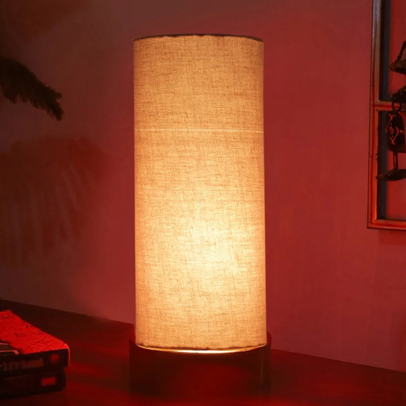 Jaala Tower Wooden Table Lamp - Grey,Brown media 2
