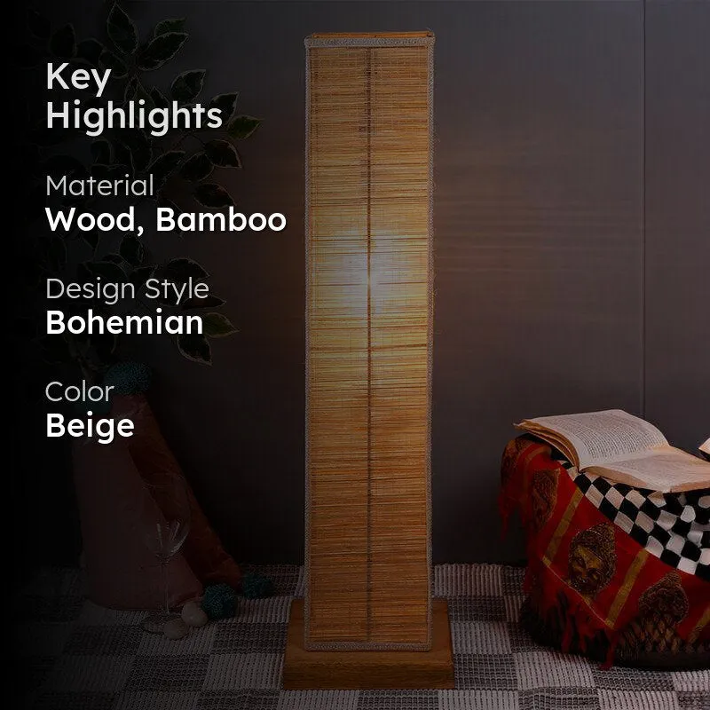 Ruya Wooden Bamboo Tower Floor Lamp - Beige media 2